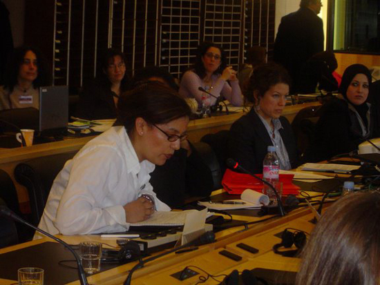 Prof. Falcón testifying at the UN in Geneva, 2008. Photo: Aleyamma Mathew